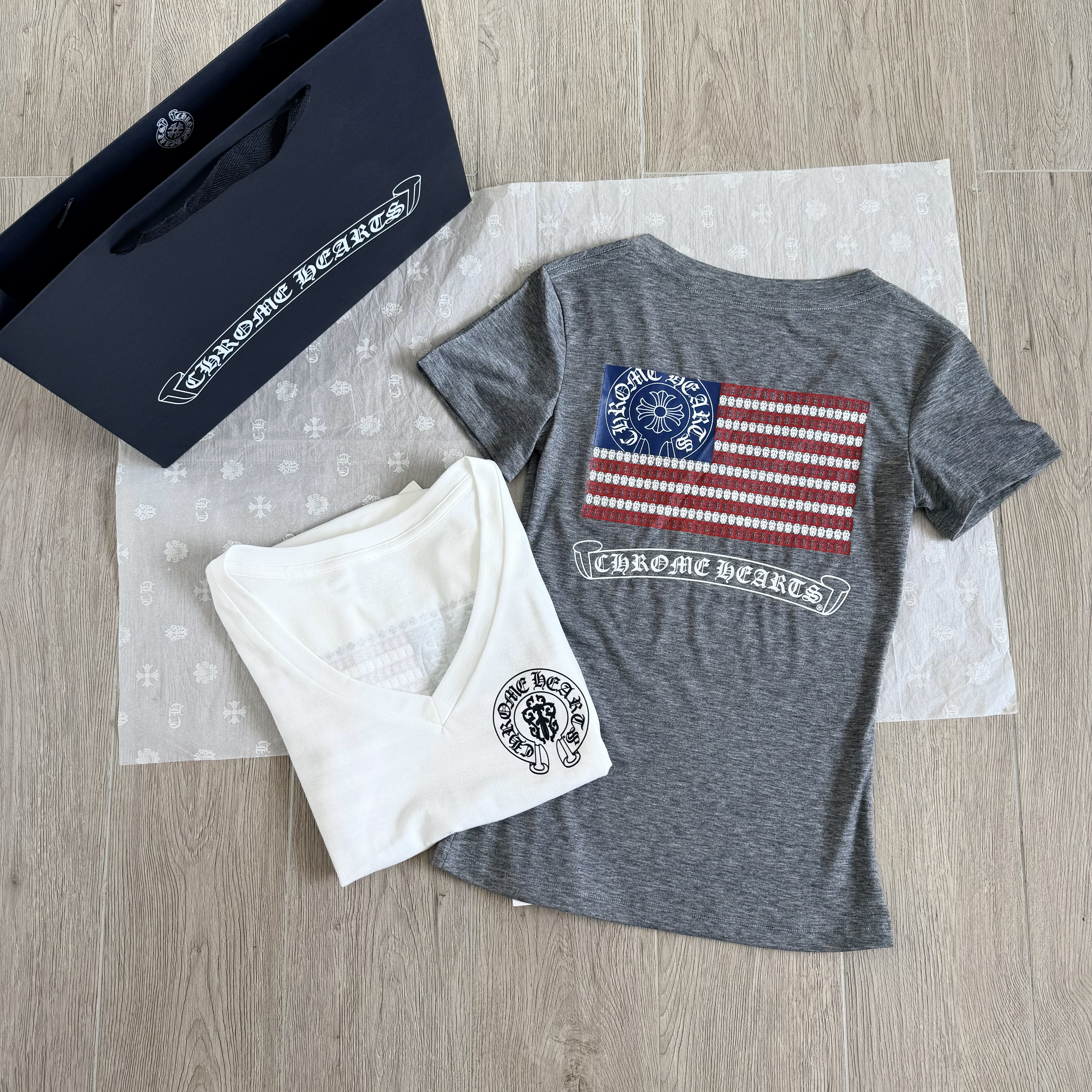 Chrome Hearts American Flag Women's T-shirt #383403
