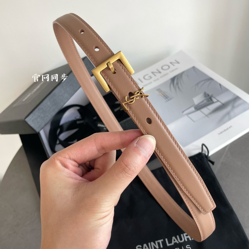[TOP] Yves Saint Laurent YSL Belt Calfskin 2cm - Pink - 711 Luxury