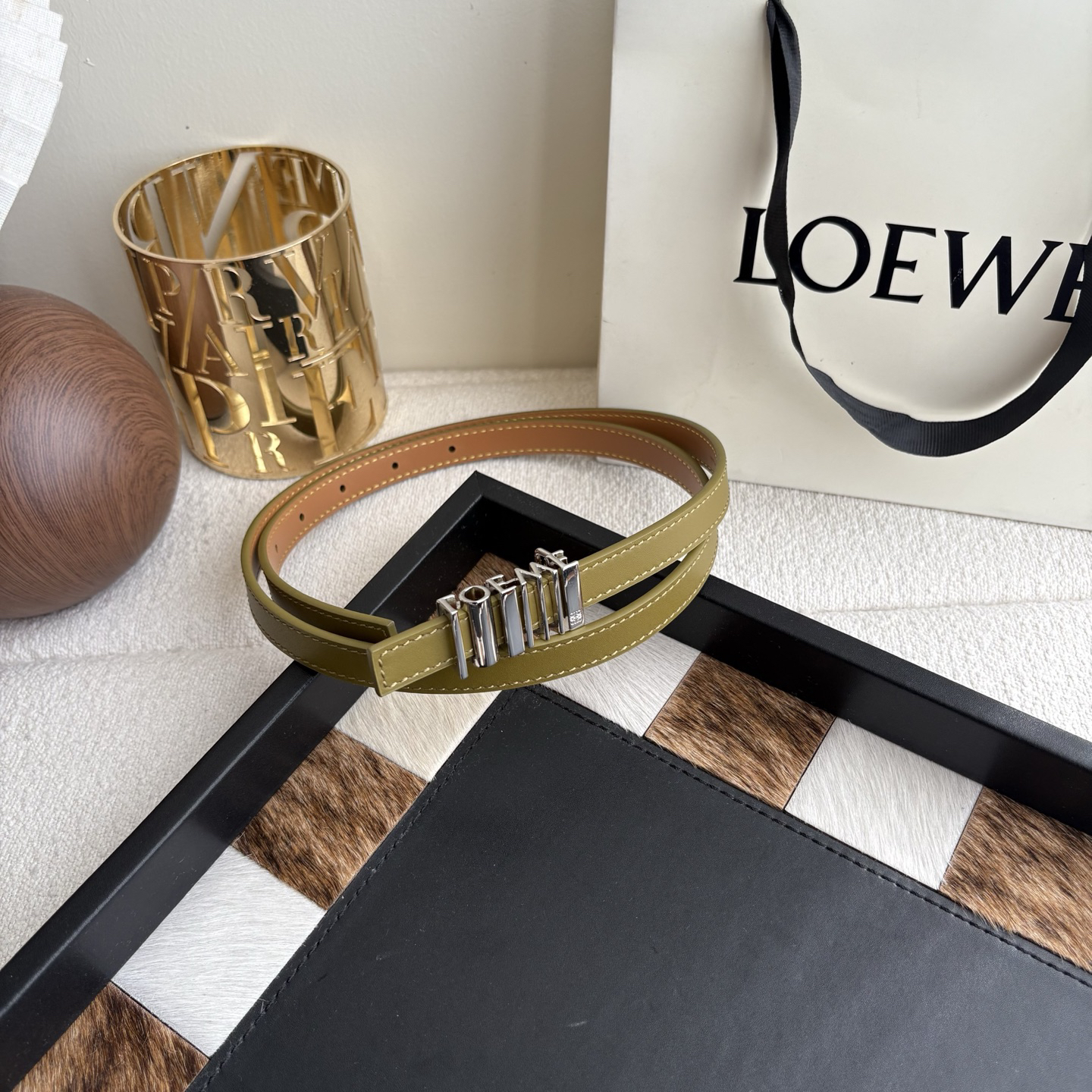 [TOP] LOEWE Leather Belt 1.5 cm - Brown - 711 Luxury