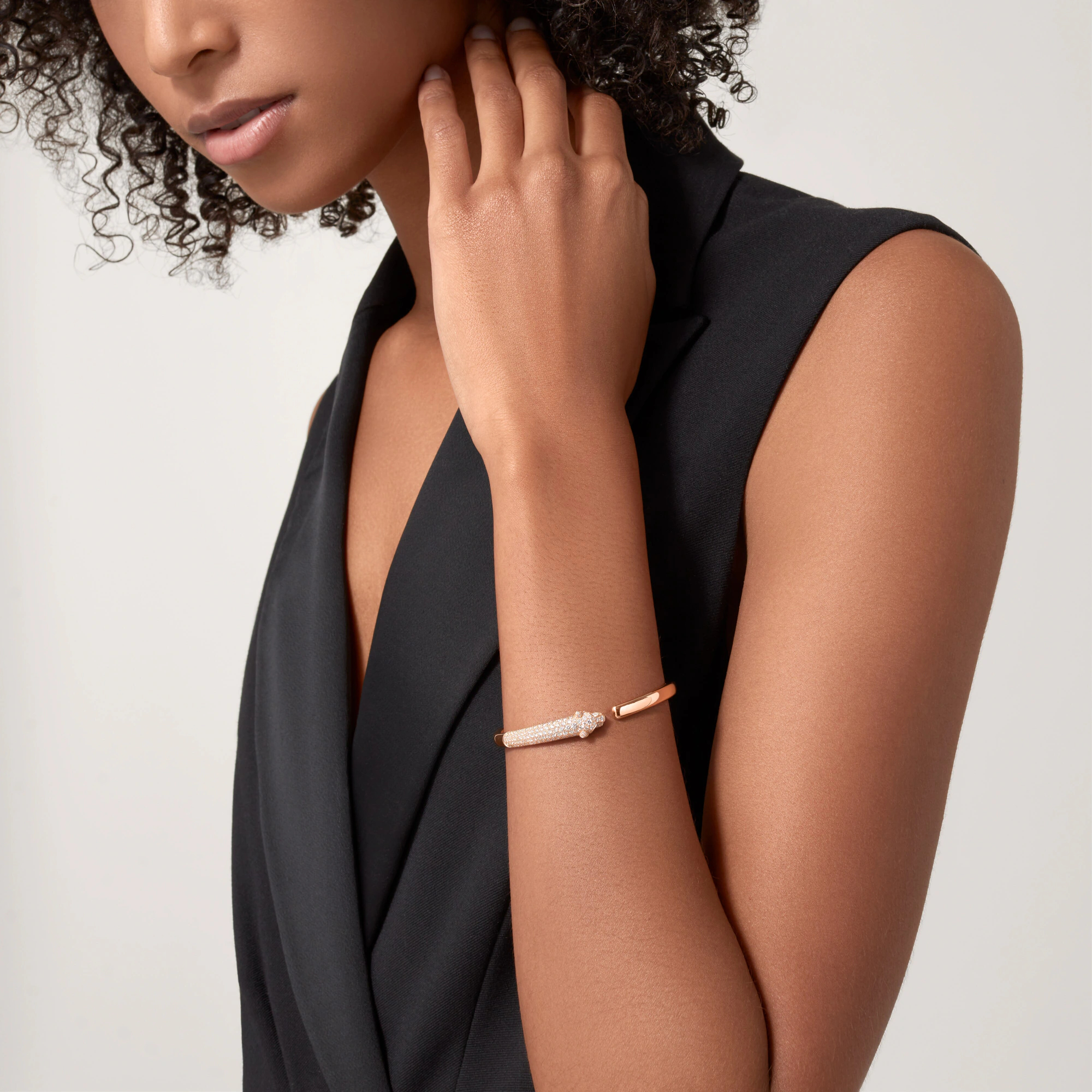 Carty Panther Pure Bracelet, Rose Gold, Small Model Half-Paved