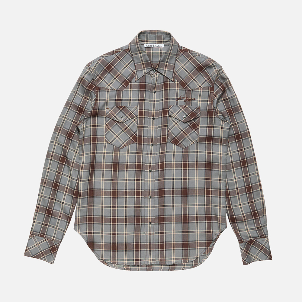 Acne Studios grey Clothing Acne Studios Flannel check button-up shirt Multi grey #378419 | Nigo Office
