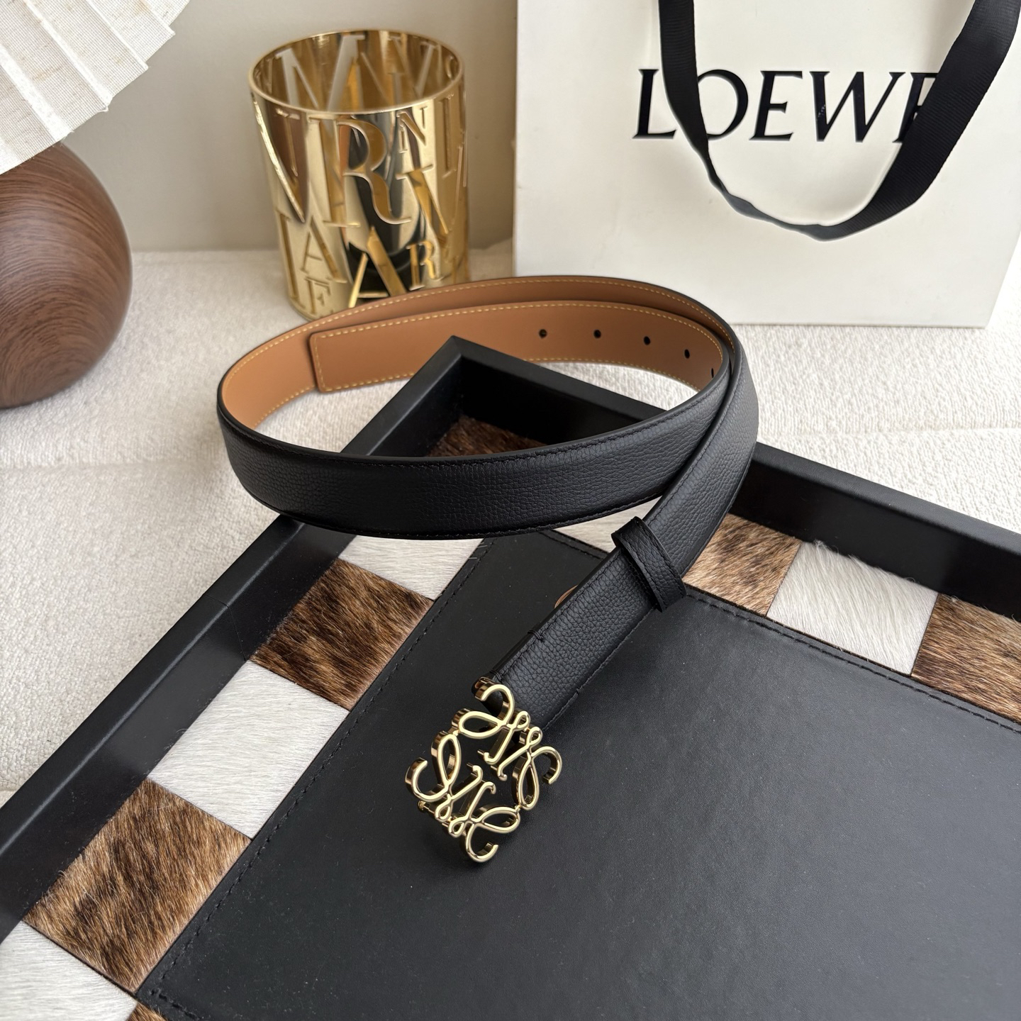 [TOP] LOEWE Leather Belt 2.8cm - Black - 711 Luxury