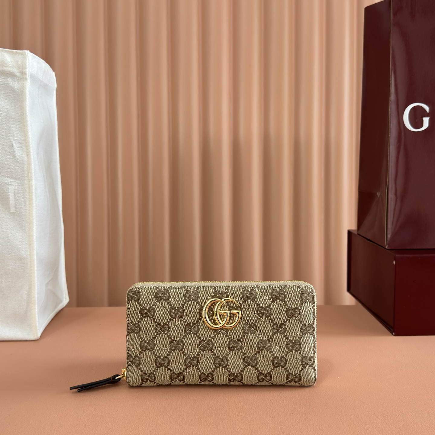 [TOP] GUCCI Marmont Wallet 19x10.5x2cm - Brown