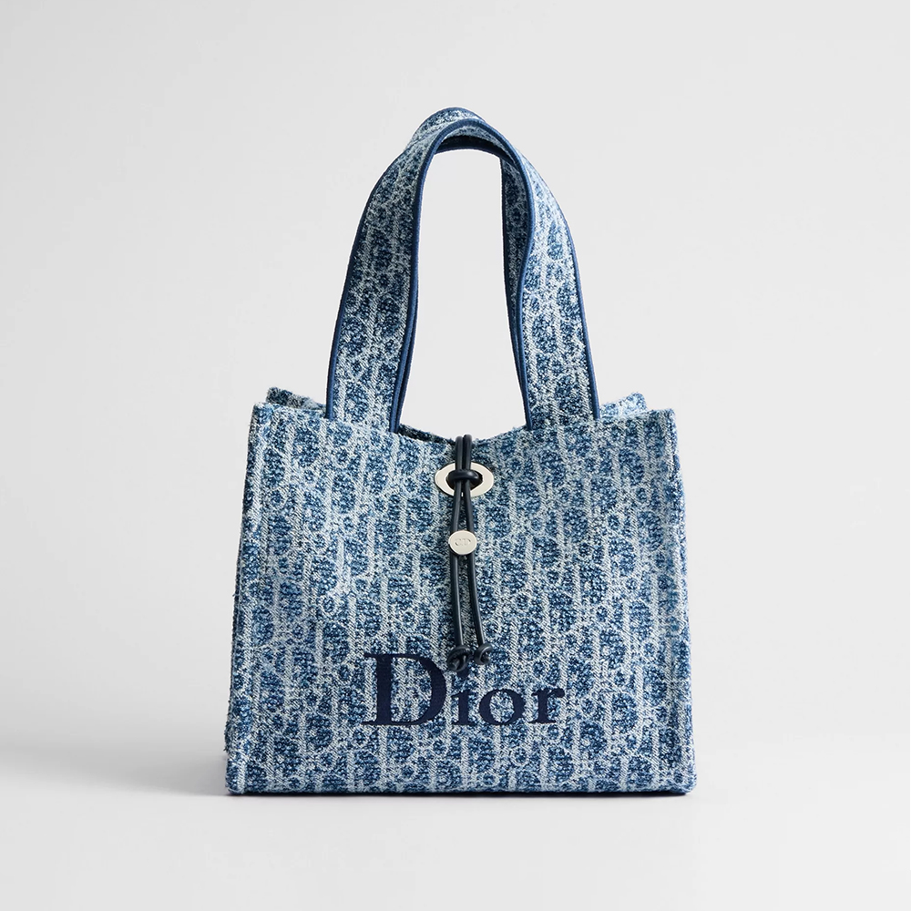 DIOR Dioriviera Small Spongy Book Tote Blue and White Spongy Dior Oblique Fabric #397000