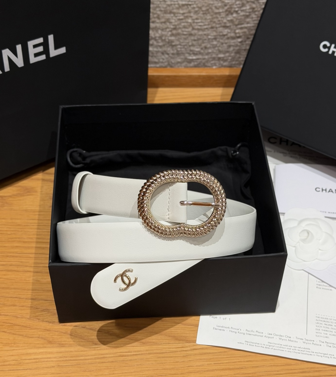 [TOP] CHANEL Cowhide Belt 3 cm - White - 711 Luxury