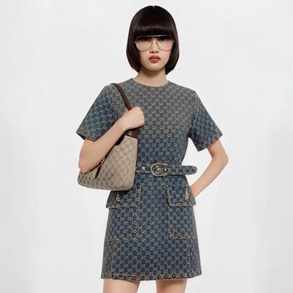 Gucci Denim Short-sleeved Dress #383996