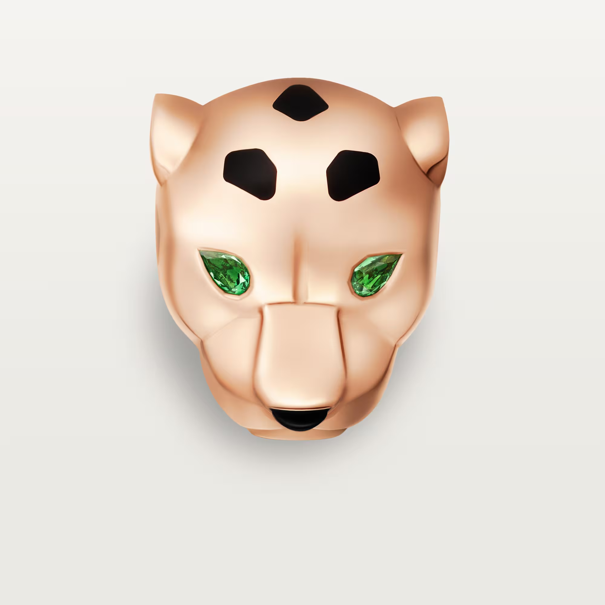 Carty Panther Motif Earrings, Rose Gold, Black lacquer