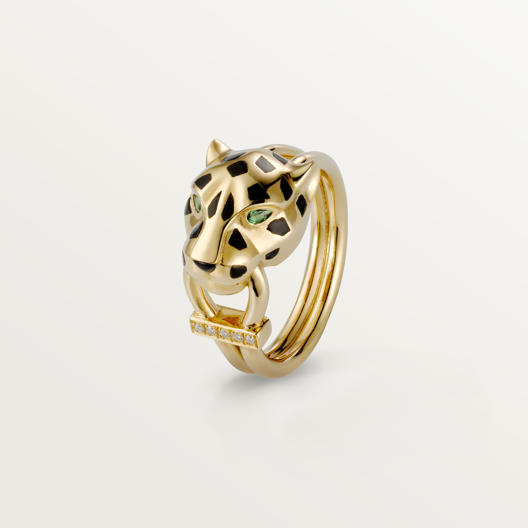 Carty Panther Motif Ring, Yellow Gold, Moissanite