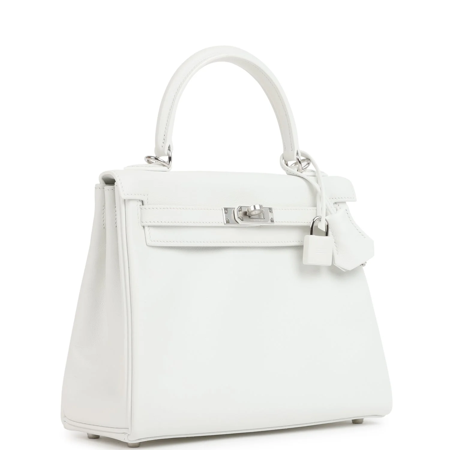 Hermes Kelly Retourne  New White Swift Palladium Hardware