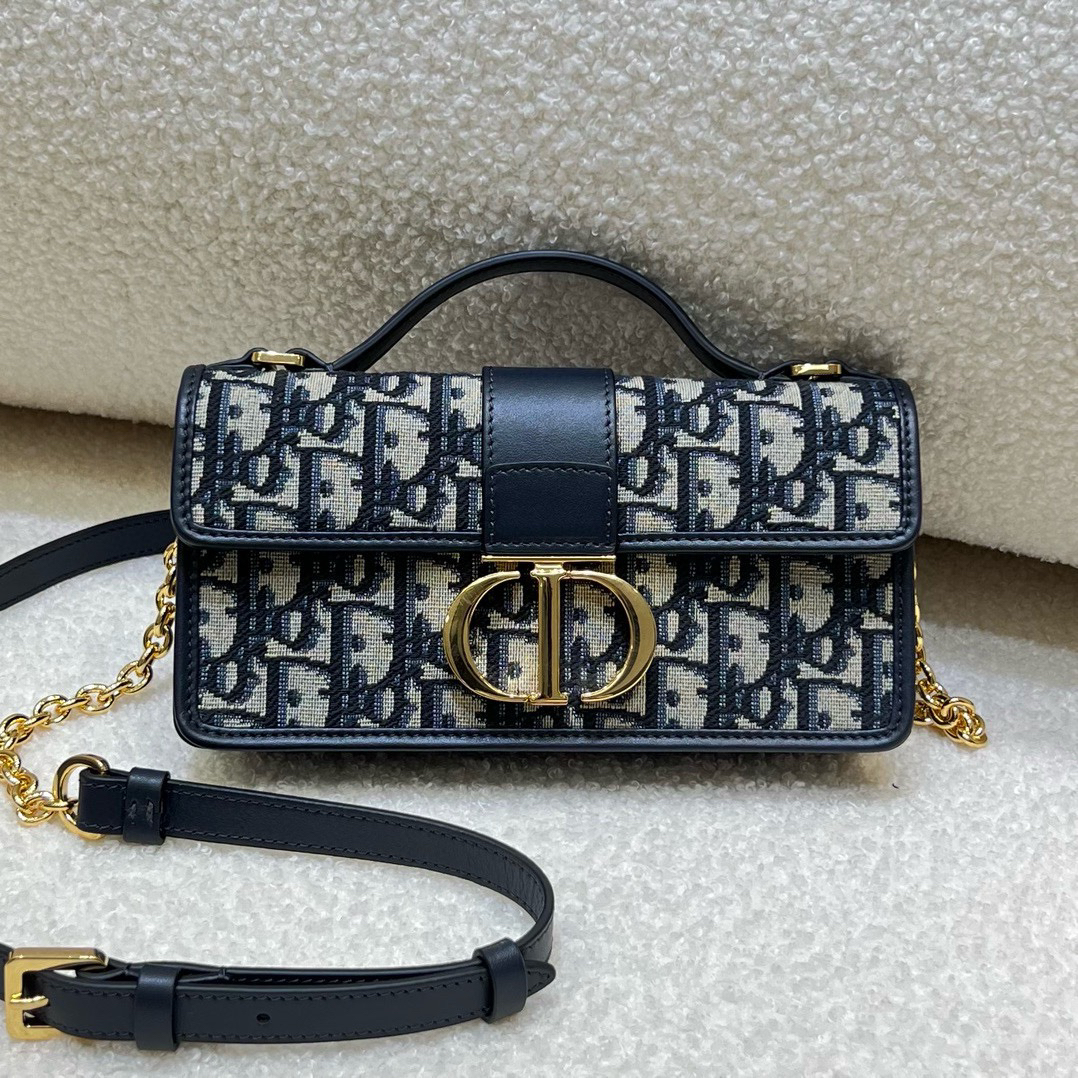 [TOP] Christian Dior Montaigne Bag Calfskin Mini 20*10*4cm - Navy Blue