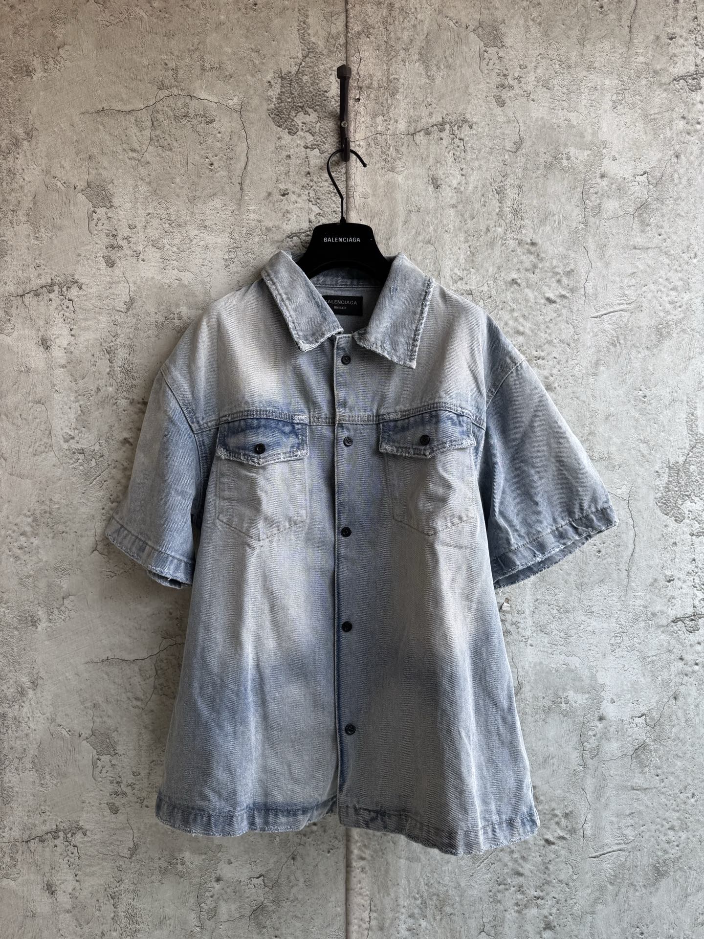 Balenciaga Tape Type Denim Short-sleeved Jacket #378702