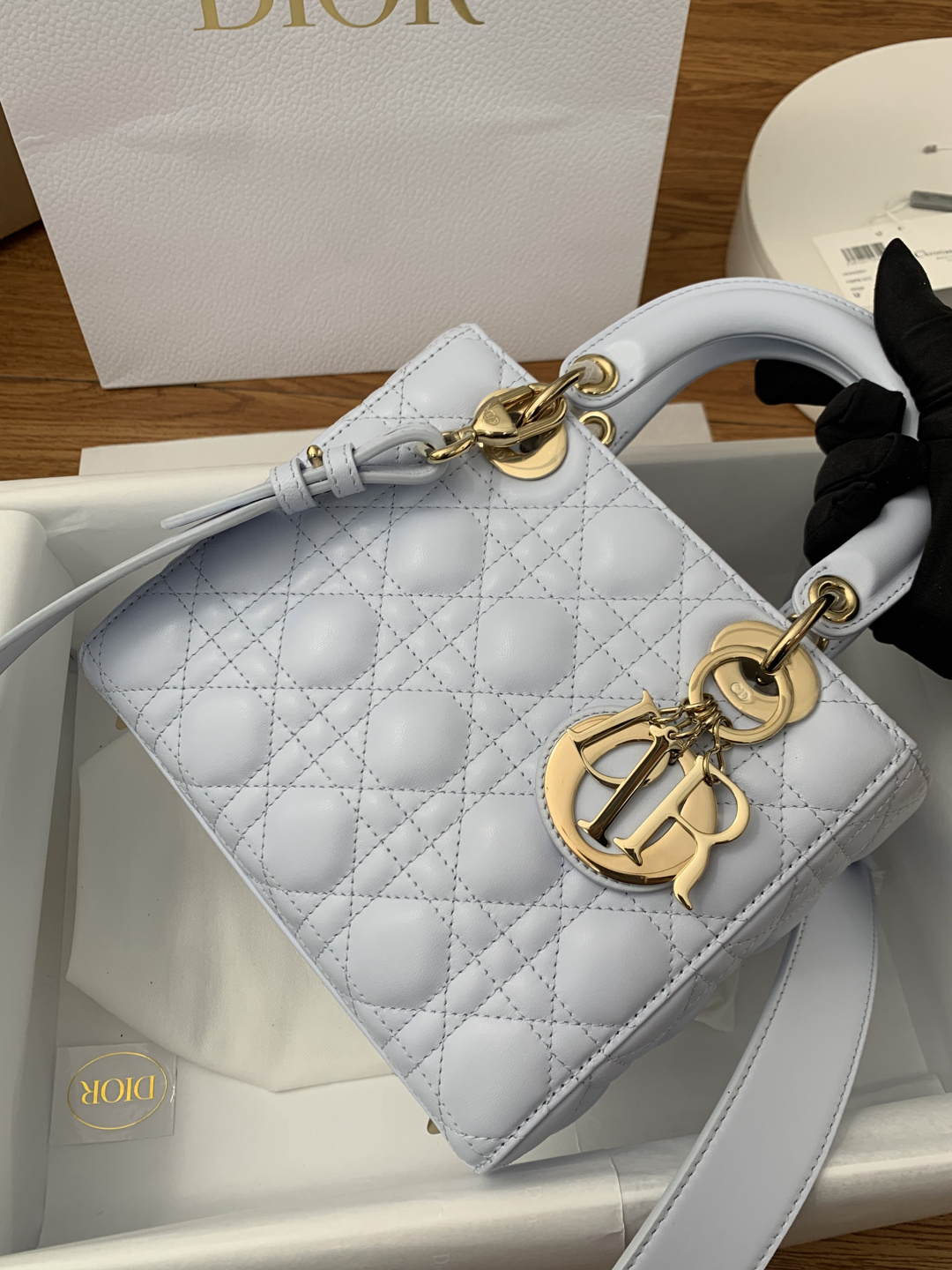 [TOP] Christian Dior Lady Dior Bag Lambskin 20x16.5x8cm - Blue