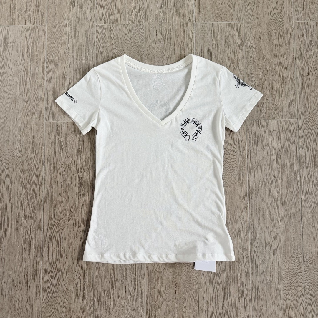 Chrome Hearts V-neck Printed Short Sleeves #381573