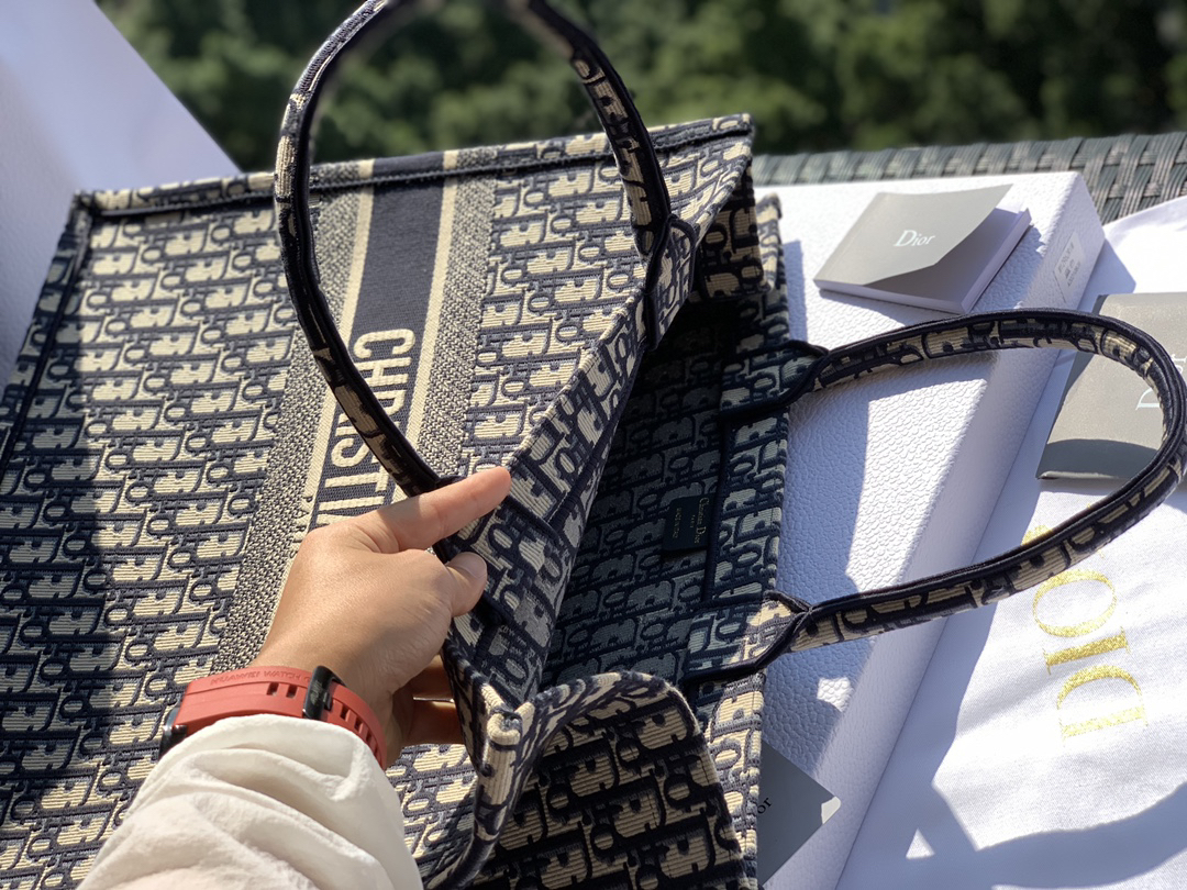 [TOP] Christian Dior Book Tote Bag 41.5x35x18cm - Navy Blue