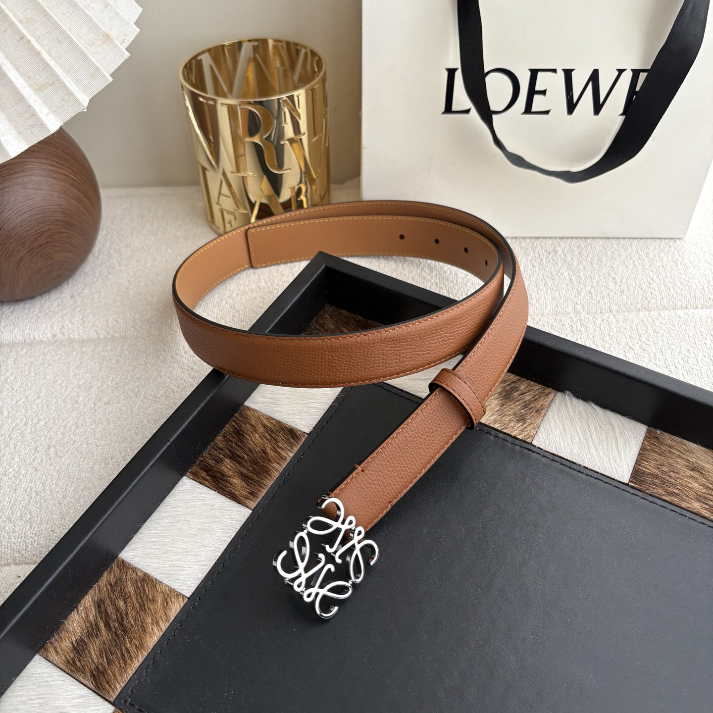[TOP] LOEWE Leather Belt 2.8cm - Brown - 711 Luxury