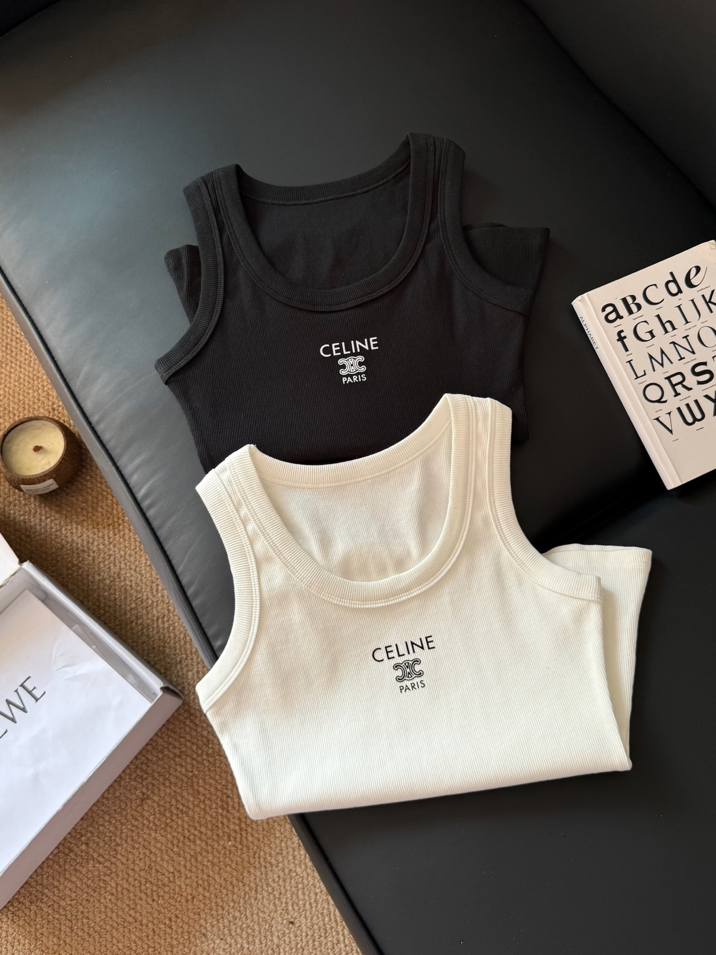 [TOP] CELINE U-neck Striped Vest - 2 Colors