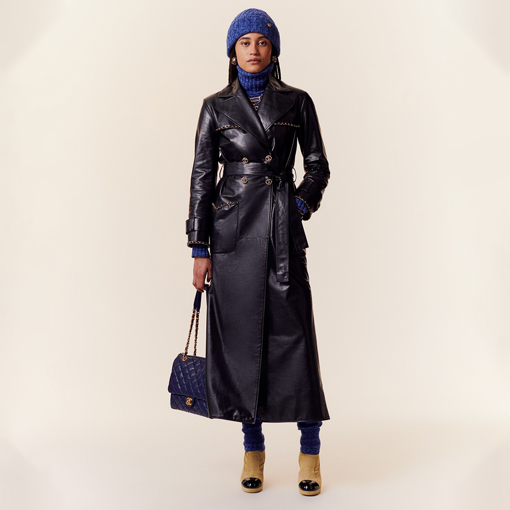 Chanel Diamond Check Sheepskin Metal Chain Windbreaker #383841