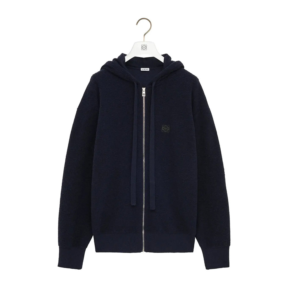 Loewe navy Clothing Loewe Wool-Blend Terry Anagram Hoodie Navy #378105 | Nigo Office