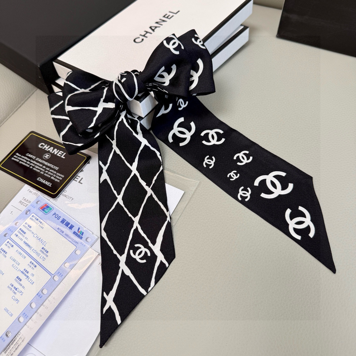 [TOP] CHANEL Twilly Scarf - Black - 711 Luxury