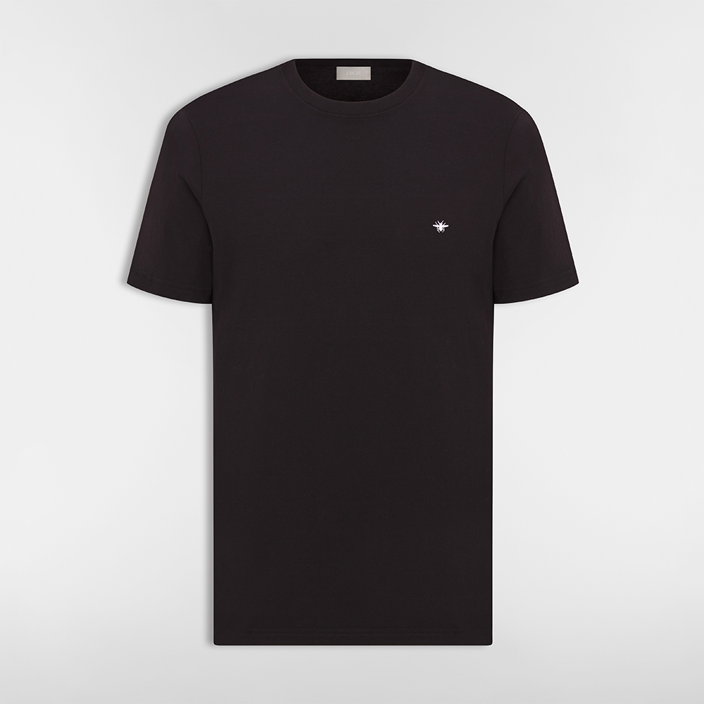 DIOR T-Shirt with Bee Embroidery Black Cotton Jersey #385789