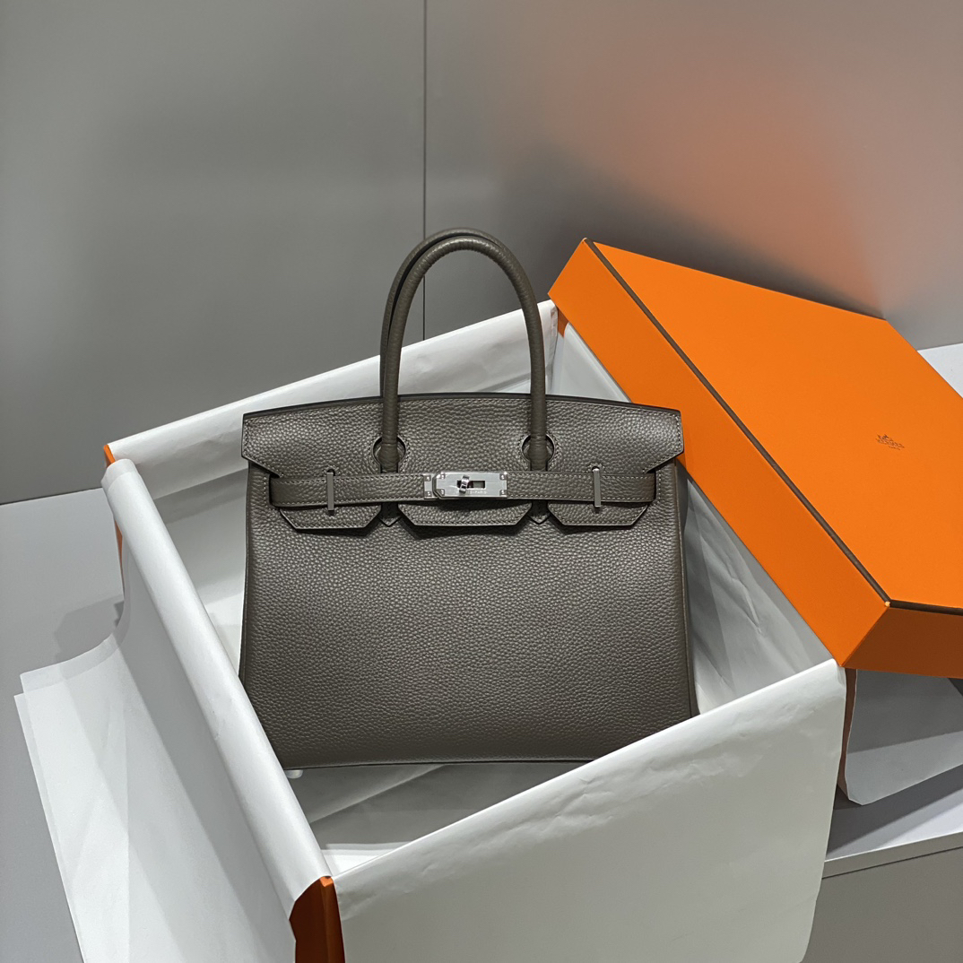 [TOP] HERMES Birkin Togo Leather 30cm - Etain & SHW