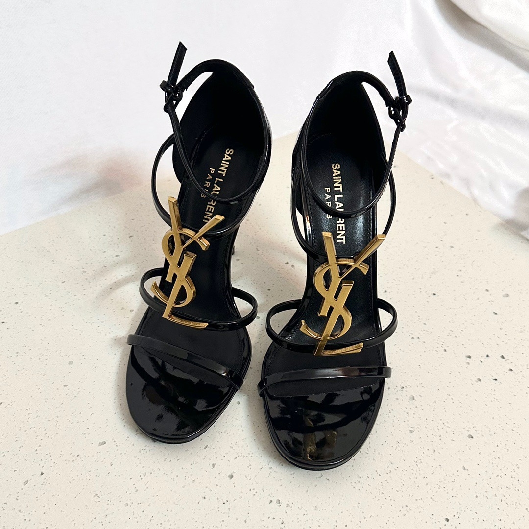 [TOP] Yves Saint Laurent YSL High Heels Sandals - Black - 711 Luxury