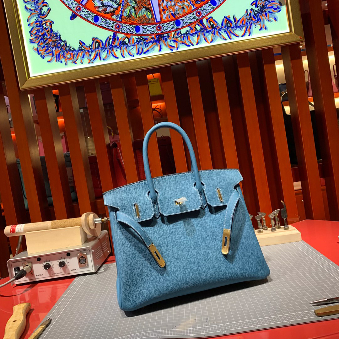 [TOP] HERMES Birkin Togo Leather 30cm - Bleu Jean & GHW