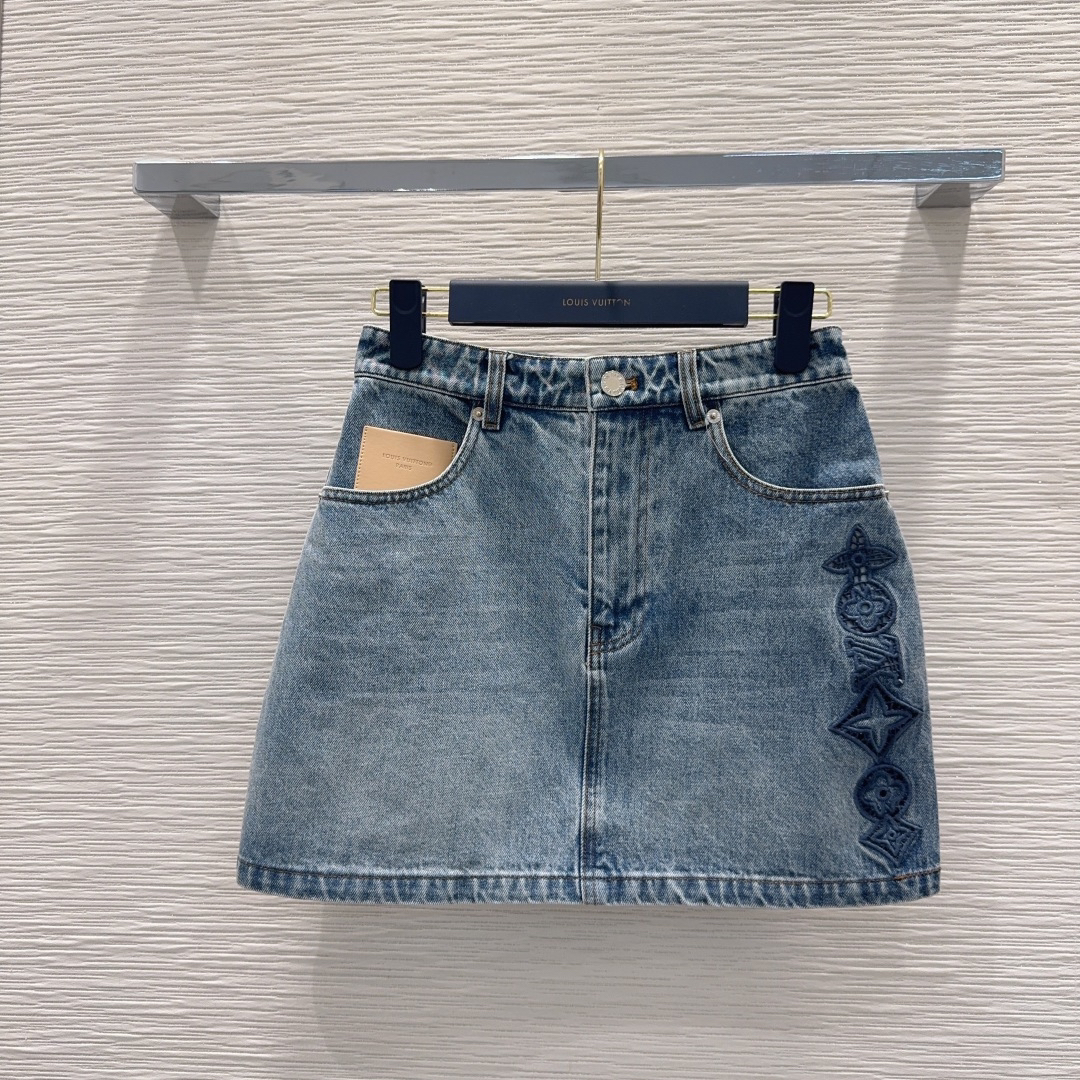 [TOP] Louis Vuitton LV Denim Skirt - Blue