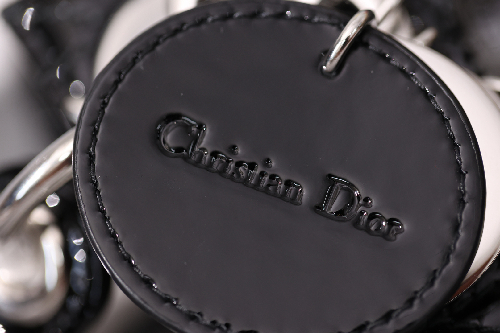 [TOP] Christian Dior Dior Lady Dior Bag Calfskin Patent 17x15x7cm - Black