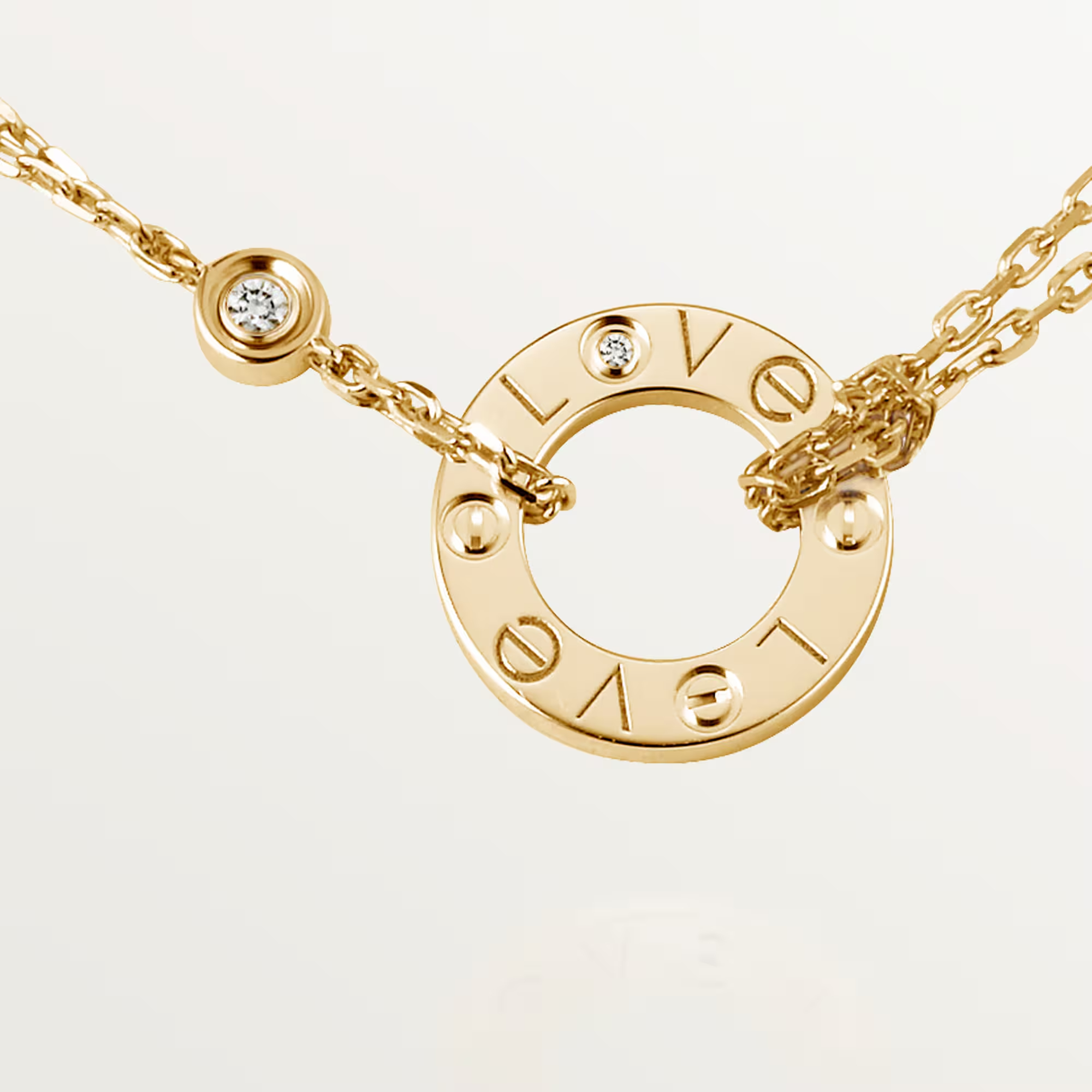 Carty Love Luna Loop Necklace, Yellow Gold, 2 Moissanite