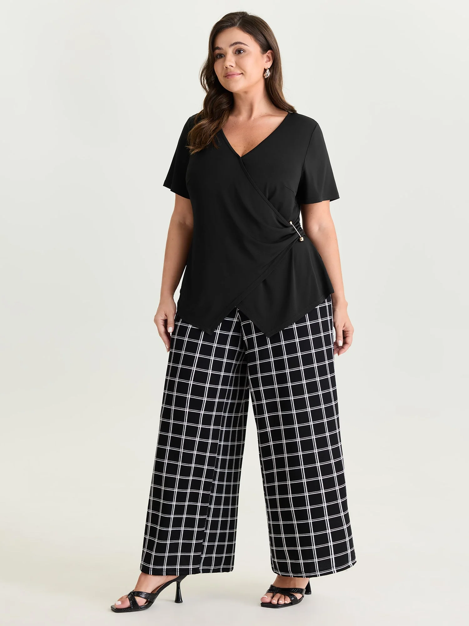 Supersoft Wrap Neckline Side Tie Plain Top