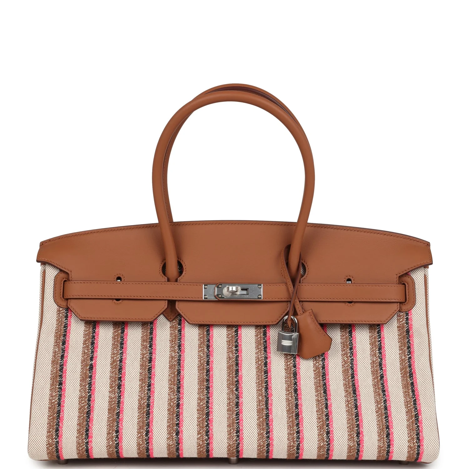 Hermes Shoulder Birkin LightMulticolor Toile and Gold Swift Palladium Hardware