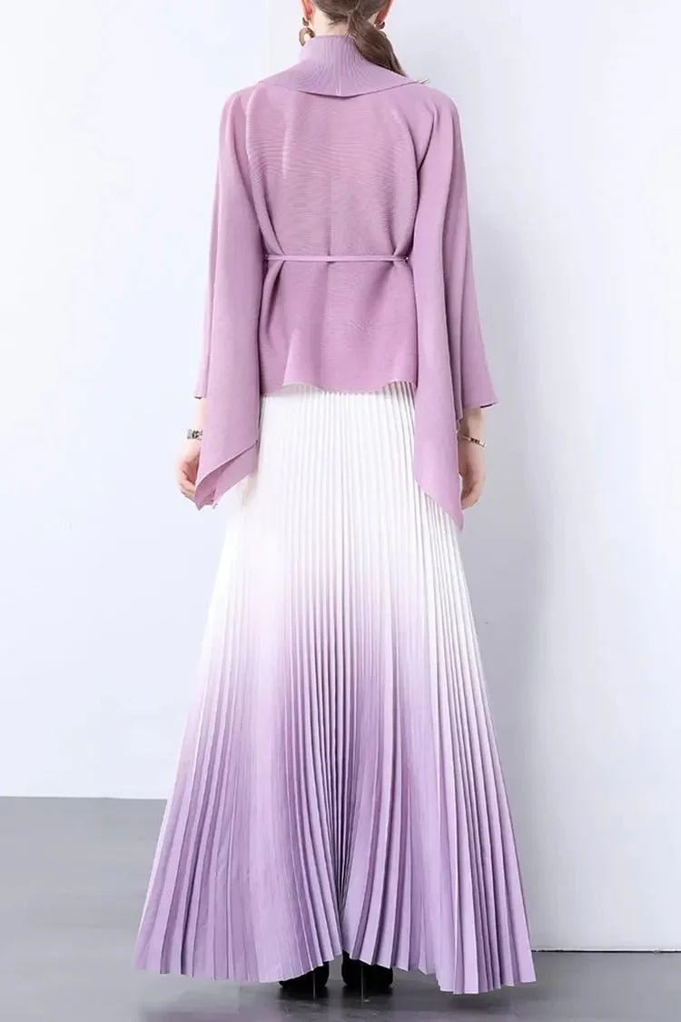 Elegant Pleated Skirt Two-Piece Set