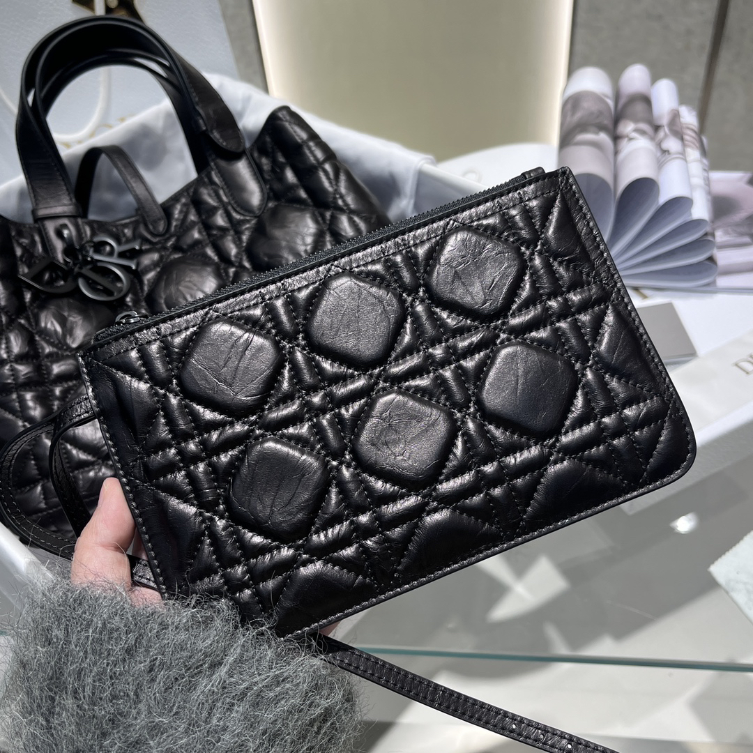 [TOP] Christian Dior Toujours Bag Wax Leather Medium 28cm - Black