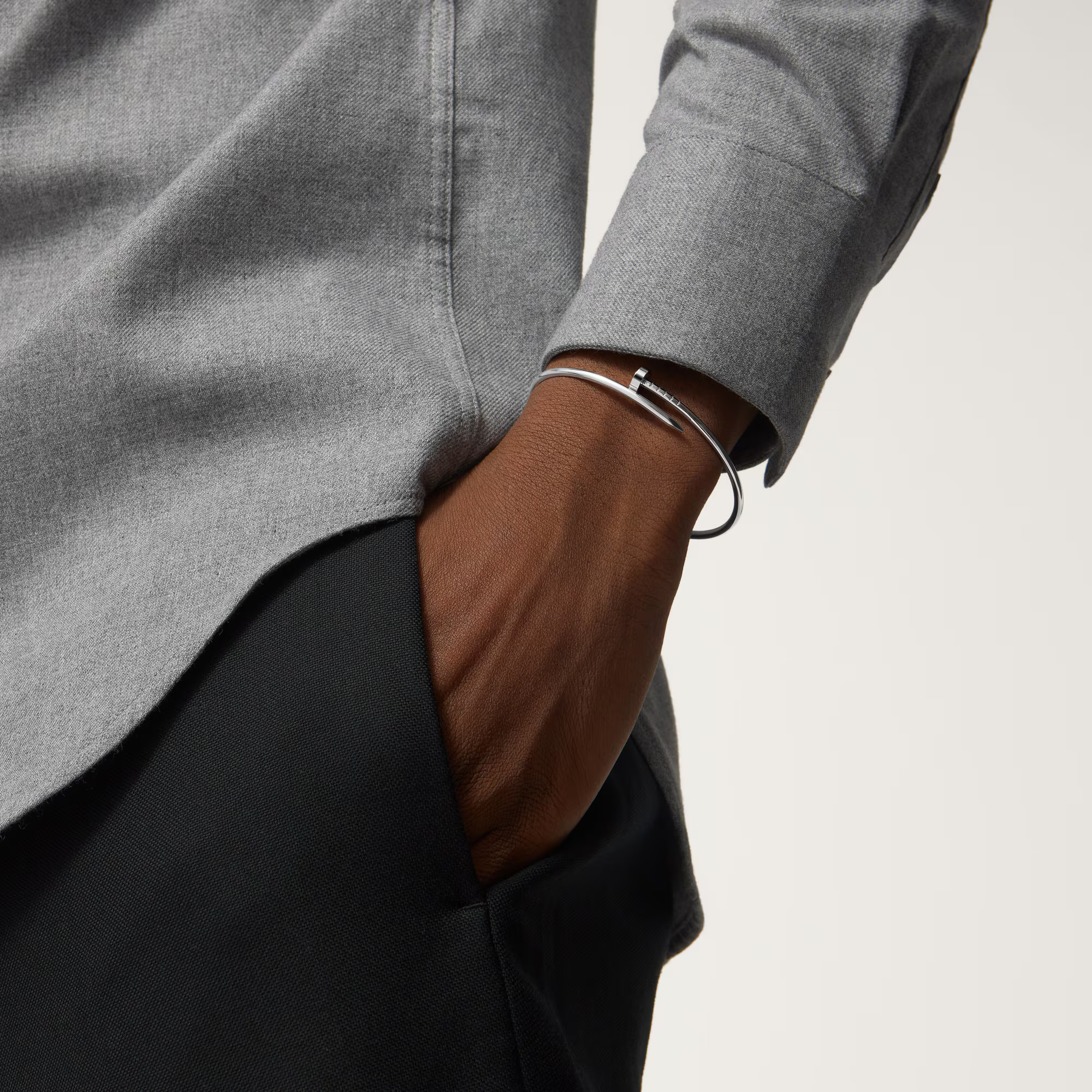 Carty Nails Solo Trace Bracelet, White gold ,Small Model