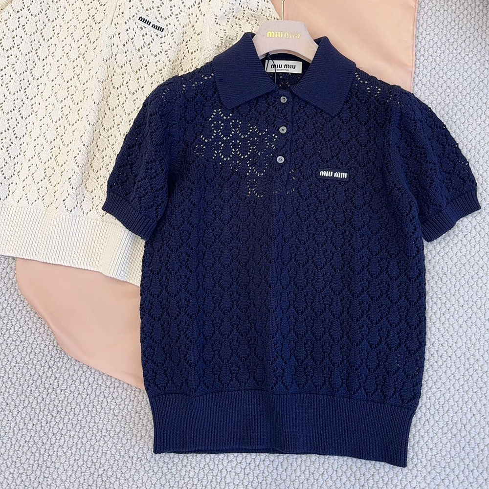 Miumiu Rhombus Hollow Knitted Polo #380495