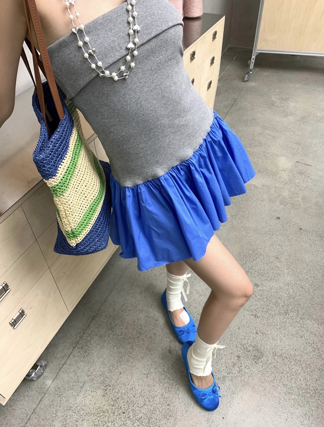 [TOP] Miu Miu  Strapless Dress - Blue