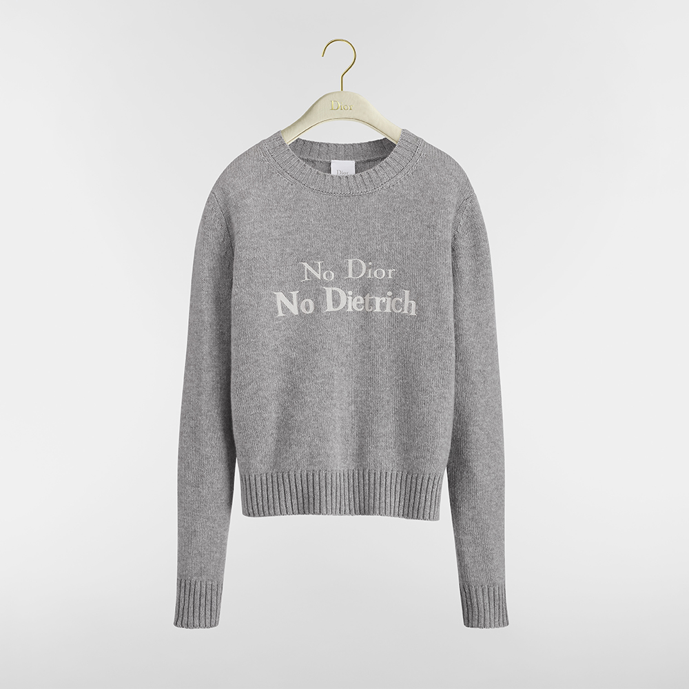 Dior gray Clothing DIOR No Dior No Dietrich Embroidered Sweater Gray Cashmere Knit #396572 | Nigo Office