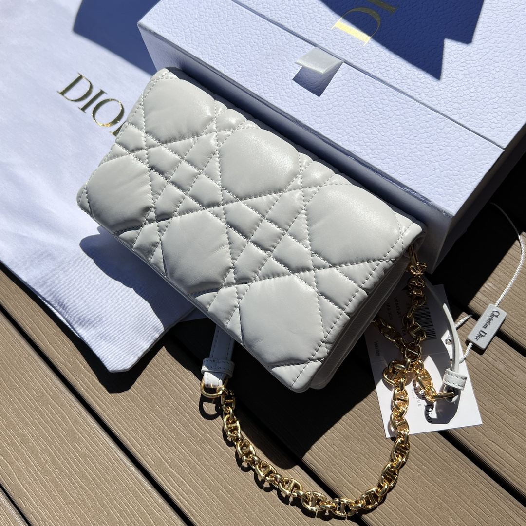 [TOP] Christian Dior Caro Bag Cowhide 19.5x11x6.5cm - White - 711 Luxury