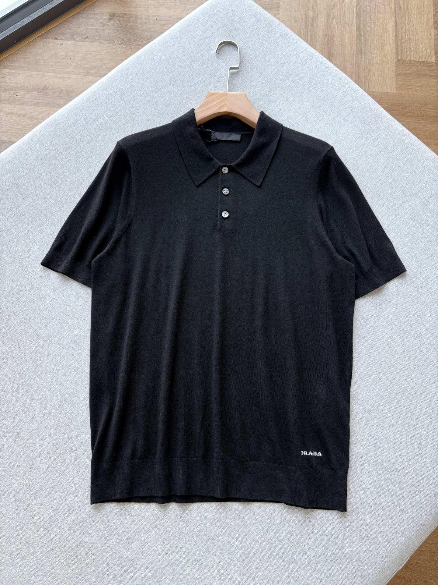 Prada Wool Silk Blend Polo Short Sleeves #382943