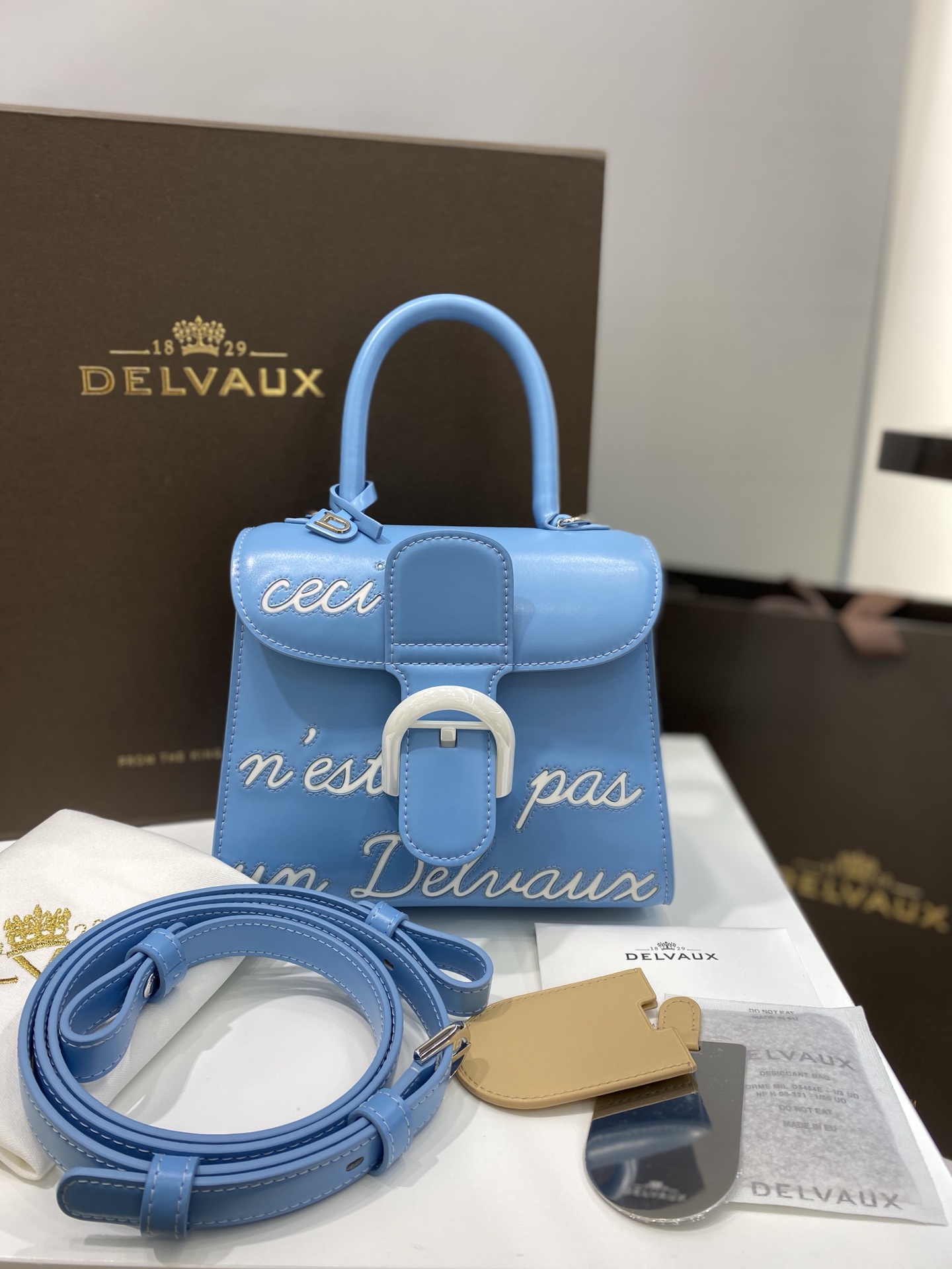 [TOP] Delvaux Brillant Bag Box Leather 20cm - Blue - 711 Luxury