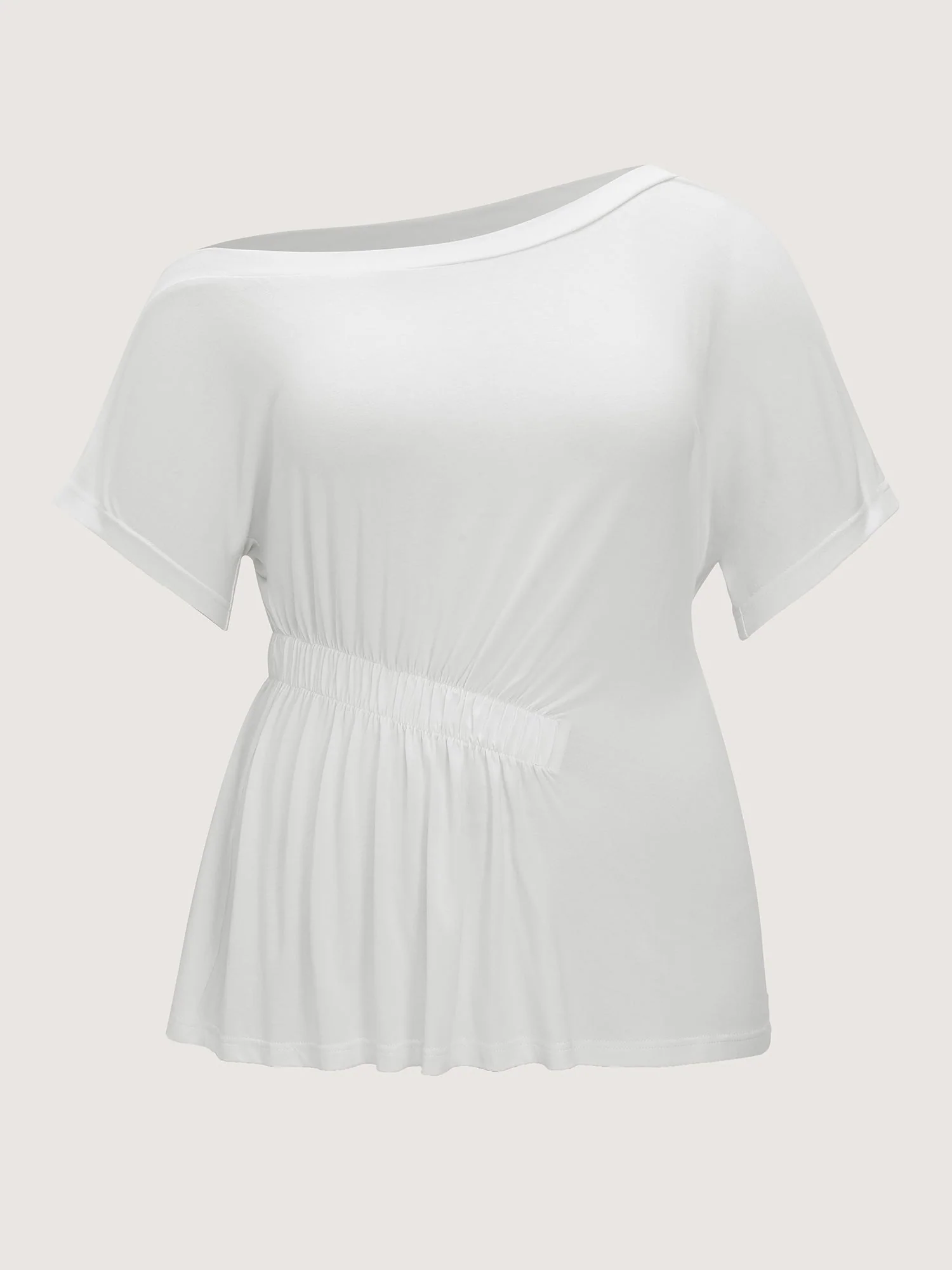 Cotton Stretchy Pleated Sides Knit Top