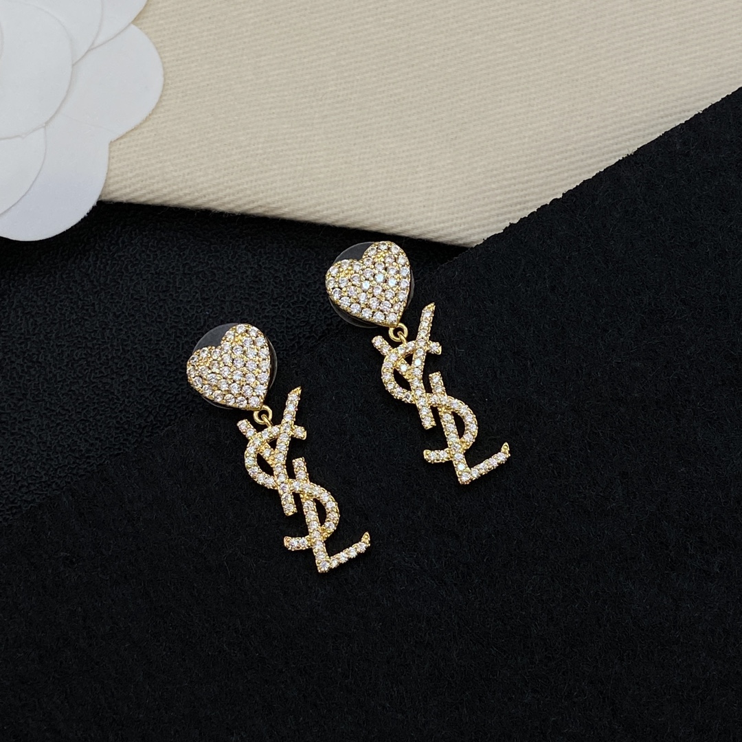 [TOP] Yves Saint Laurent YSL Earrings - Gold