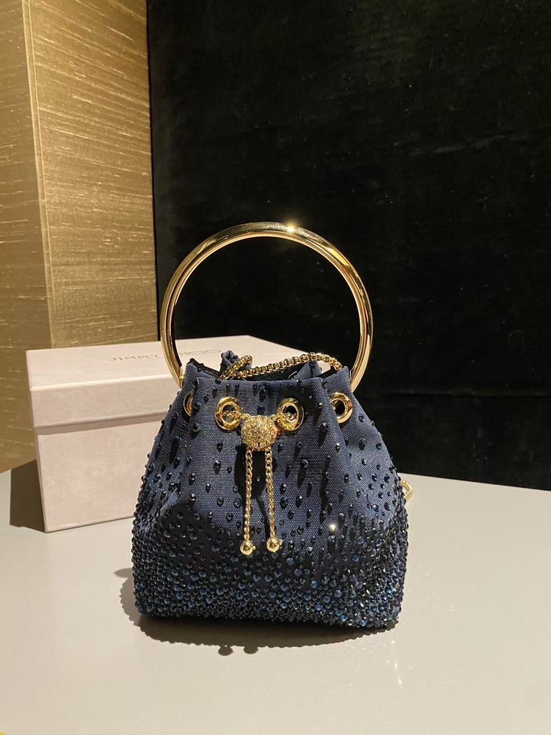 [TOP] JIMMY CHOO Bon Bon Bag 16x15x9.5cm - Dark Blue - 711 Luxury