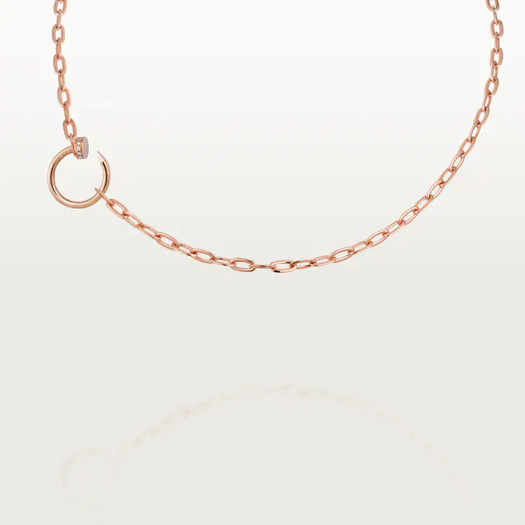 Carty Nails Solo Trace Necklace,Rose Gold,37 Moissanite