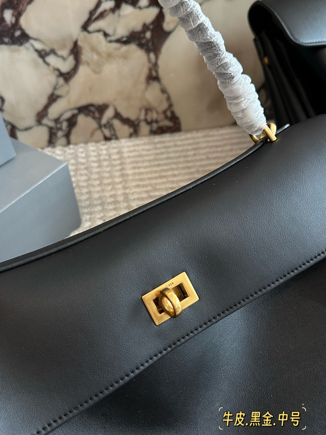 Balenciaga RODEO Large Cowhide Bag with Gold-tone Hardware (Replica)