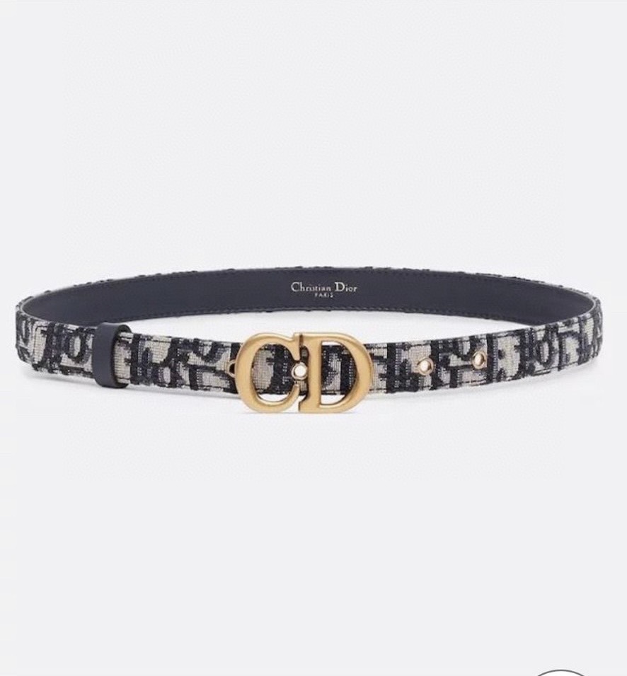[TOP] Christian Dior Belt Cowhide 20mm - Navy Blue - 711 Luxury