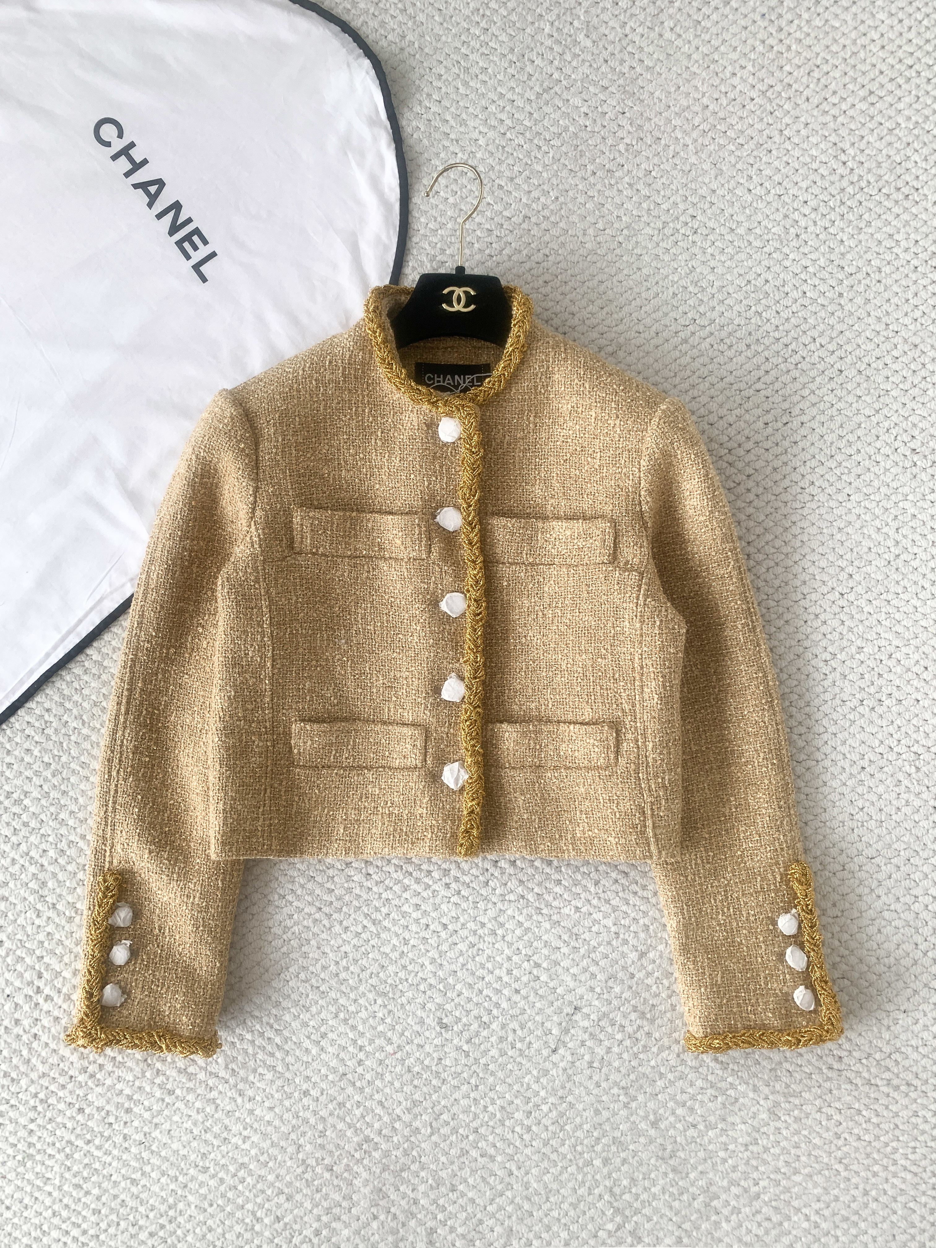 Chanel beige Clothing CHANEL Jacket Cotton Tweed Craft Beige #390531 View 2 | Nigo Office