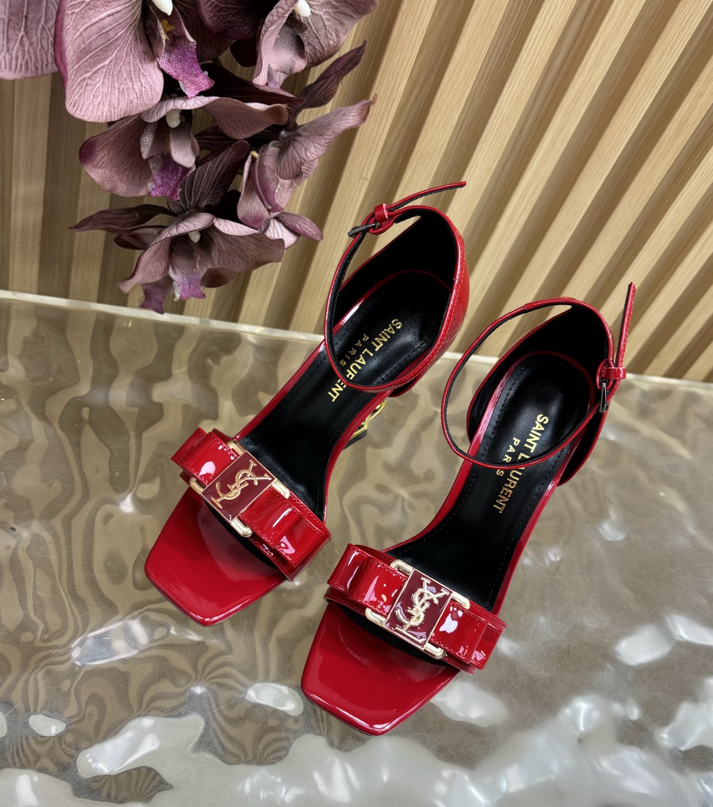[TOP] Yves Saint Laurent YSL High Heels Sandals - Red - 711 Luxury