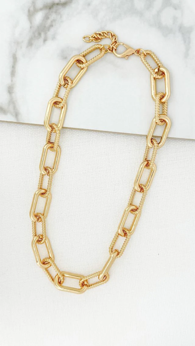 Ribbed Detail Oval Chain Necklace (2 Colours)